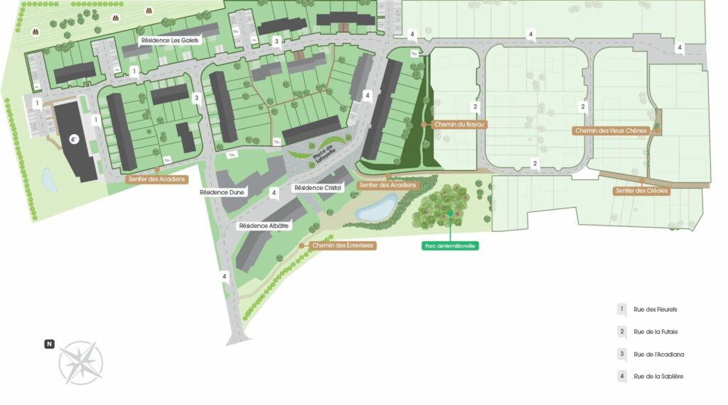 Le plan complet du nouveau quartier avec les dénominations de voiries